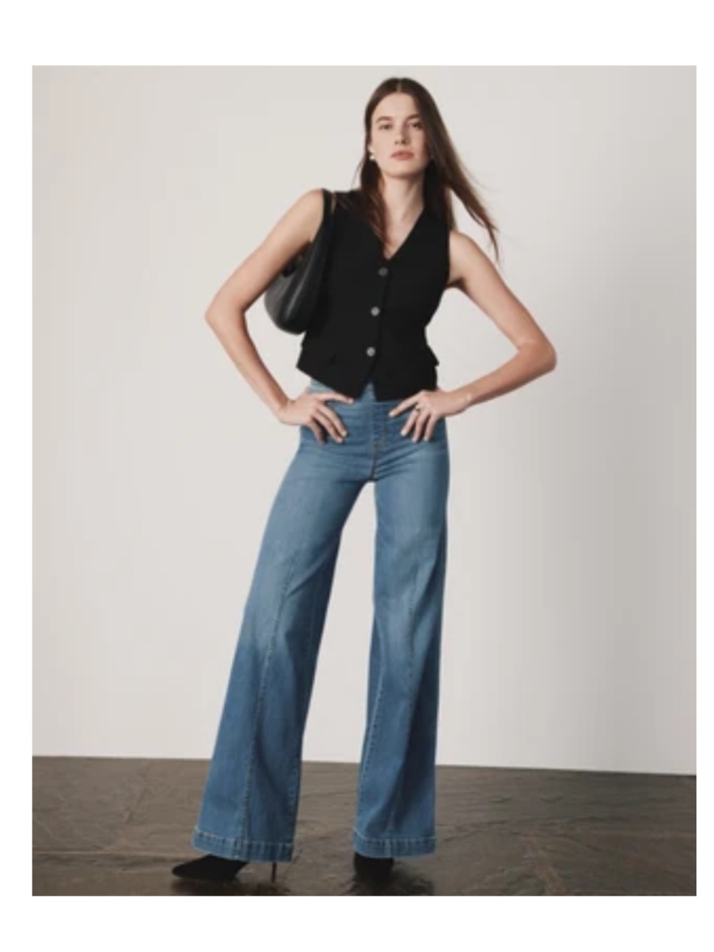 Seamed Front Wide Leg Jeans